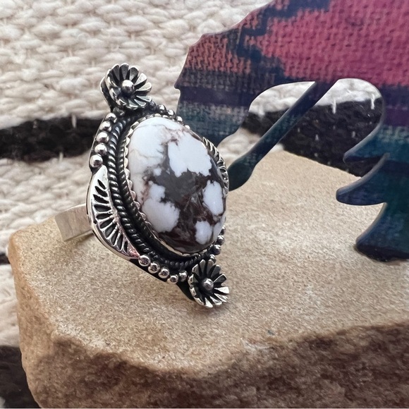 ❤️ Wild Horse Jasper Magnesite Navajo Adjustable Brushed Sterling Ring 11.2Gm - Picture 3 of 16